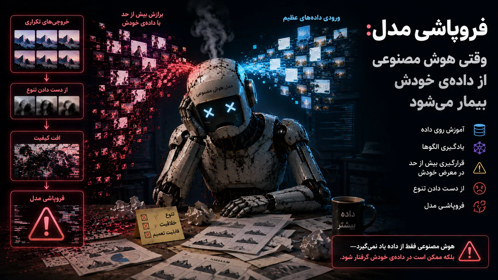 فروپاشی مدل: وقتی هوش مصنوعی از داده‌ی خودش بیمار می‌شود