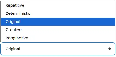 Creativity Level Selection Dropdown for Article Generation
