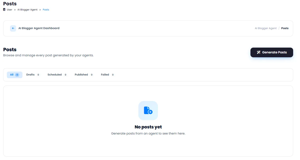 Agent Generated Posts Management with Draft, Scheduled and Published Filters