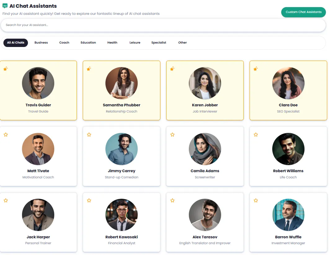 AI chat assistants library with various specializations