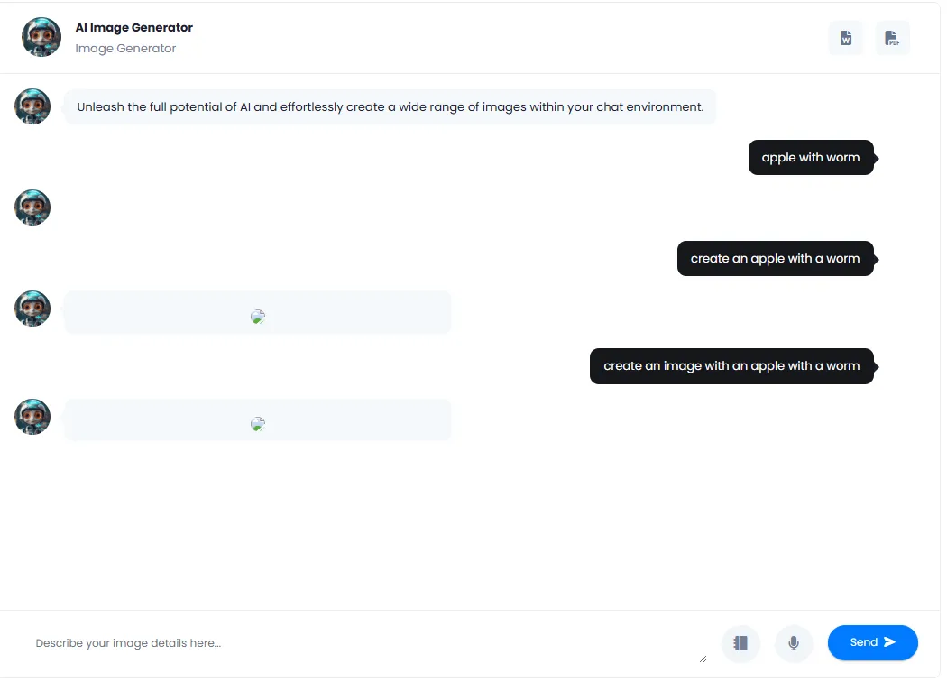 Sample conversation: generating and refining images with follow-up messages