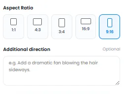 Aspect ratio and additional direction settings