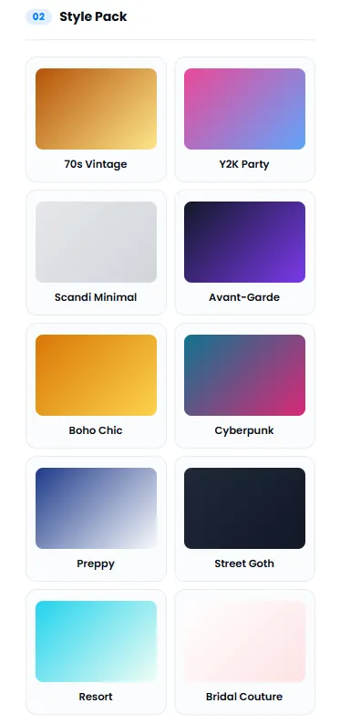 Style packs library: vintage, Y2K, minimal, and more