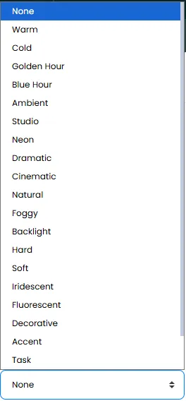 Image lighting style selection