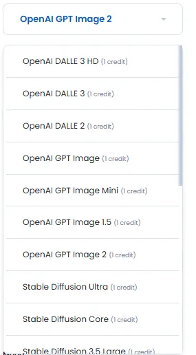 AI model selection for image generation