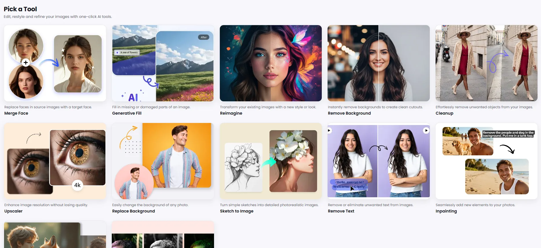 AI image editing tools library