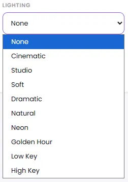 Image lighting style selection