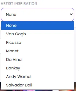 Artist inspiration style selection