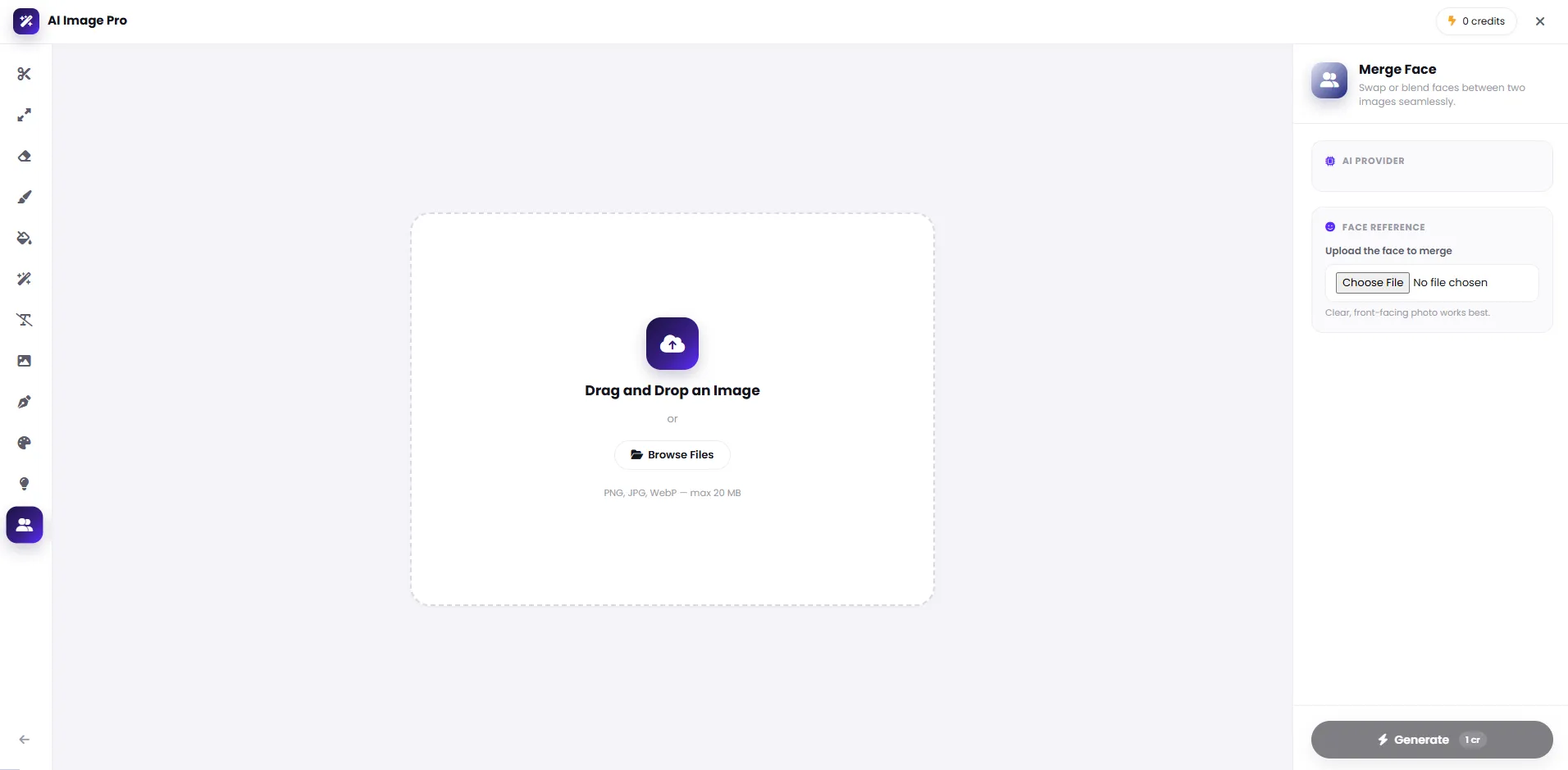 Interface of one of the image editing tools