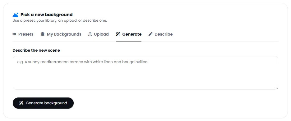 Generate custom background from text description