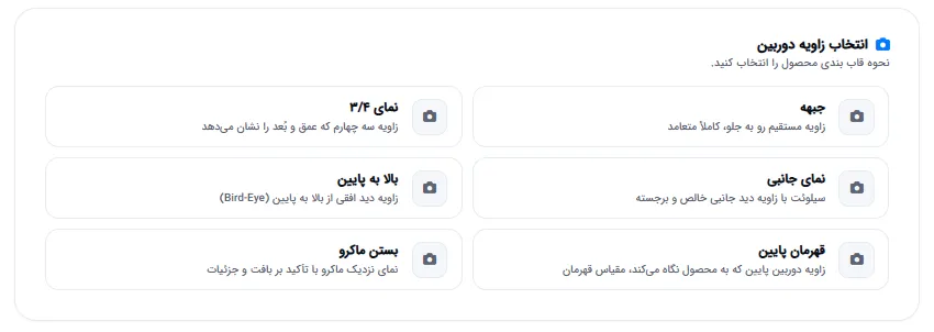 انتخاب زاویه دوربین برای عکاسی محصول