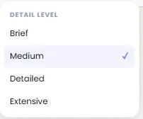 Presentation Content Detail Level Selection from Brief to Extensive