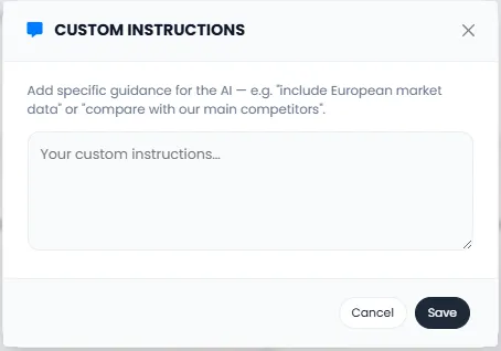 Custom Instructions Dialog for Personalizing Presentation Content