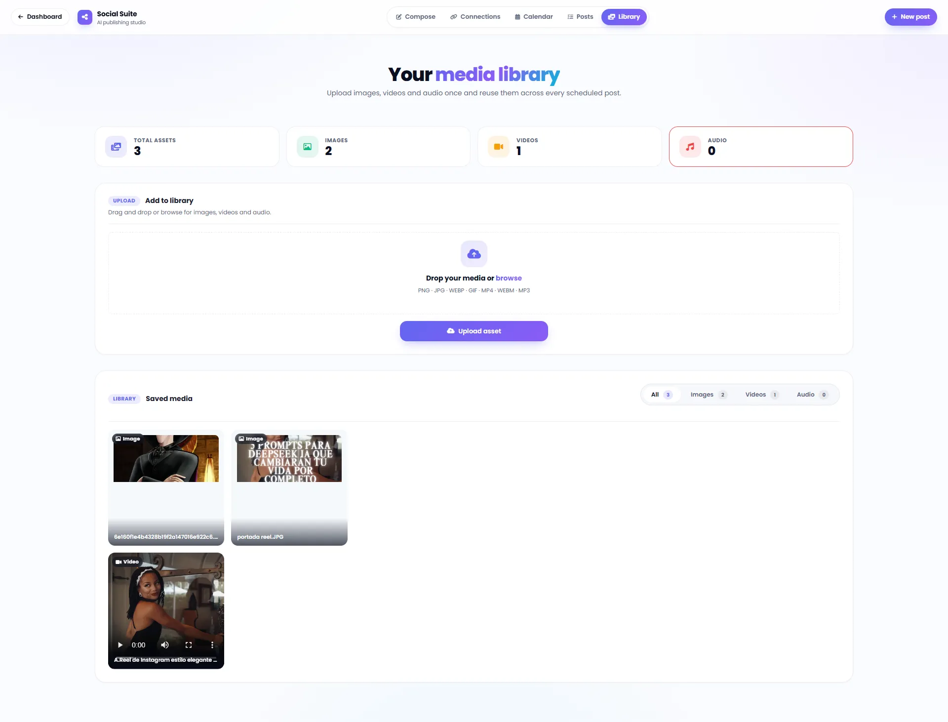 Media library for use in posts