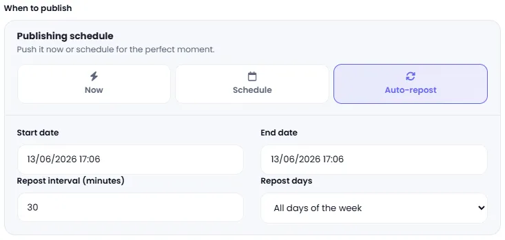 Set exact date and time for post publishing